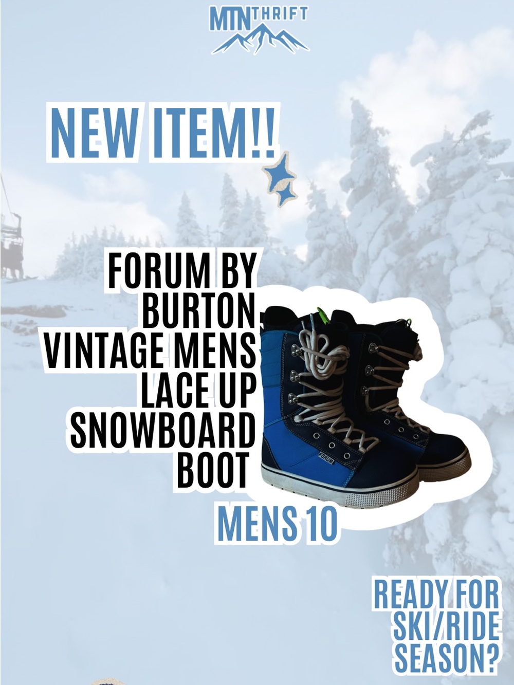 Men's Blue Snowboard Boots with White Laces
